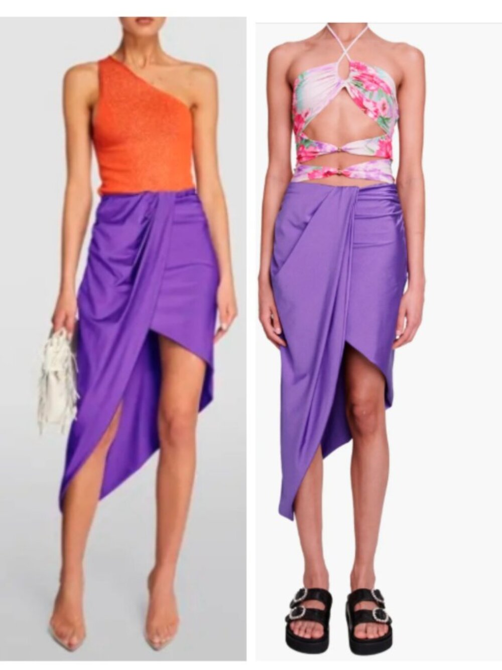 Maje Asymmetrical Drape Front Skirt, Purple, Size 40, NWT